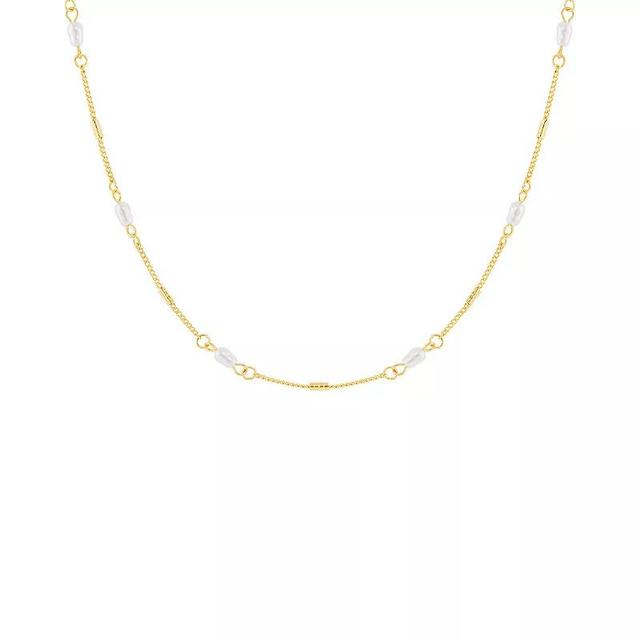 Emberly Gold Tone Simulated Pearl Oval and Bar Station Cable Chain Necklace, Womens Yellow Gold Tone Product Image