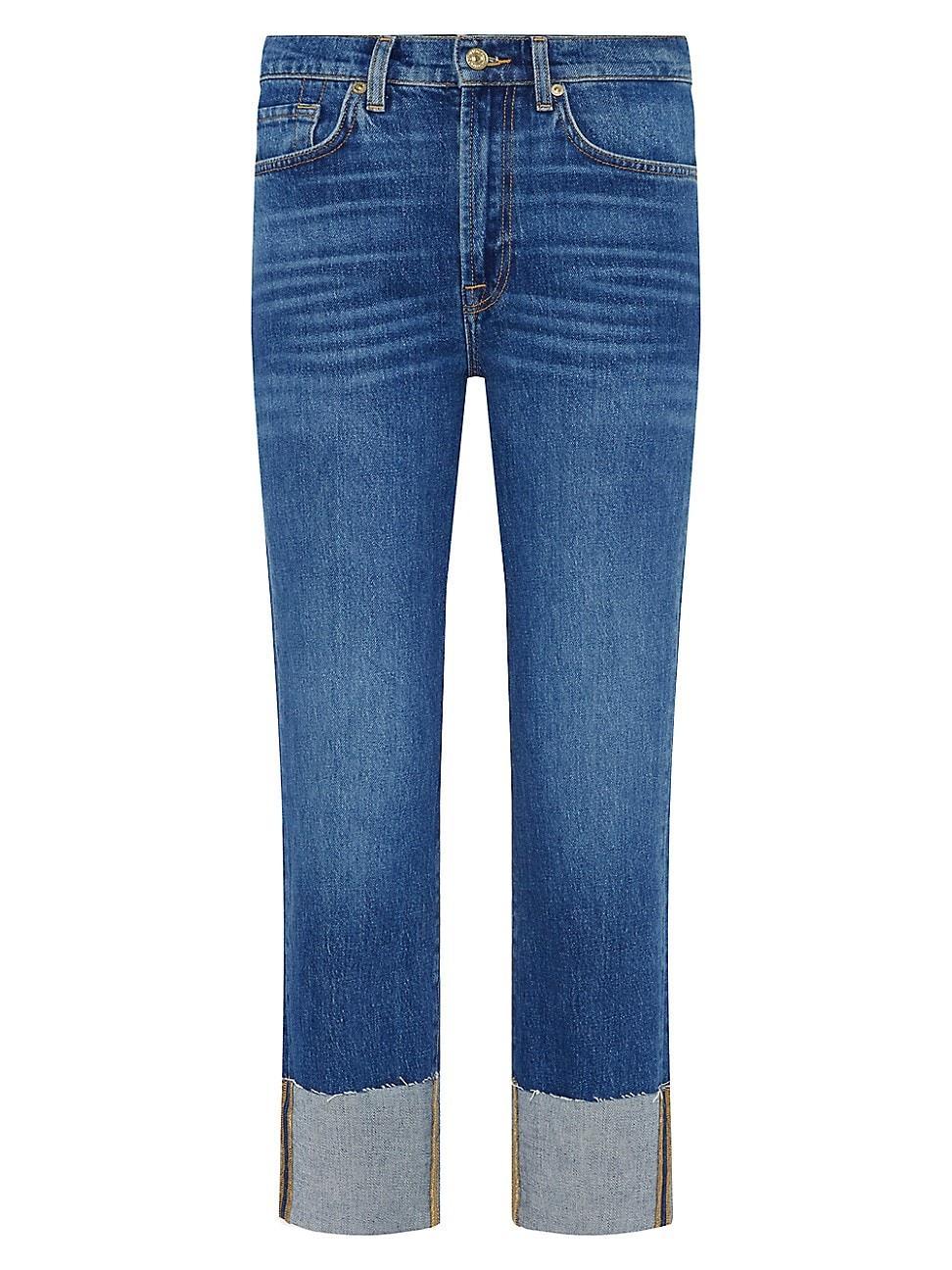 Womens Logan Stovepipe High-Rise Cuffed Straight-Leg Jeans Product Image