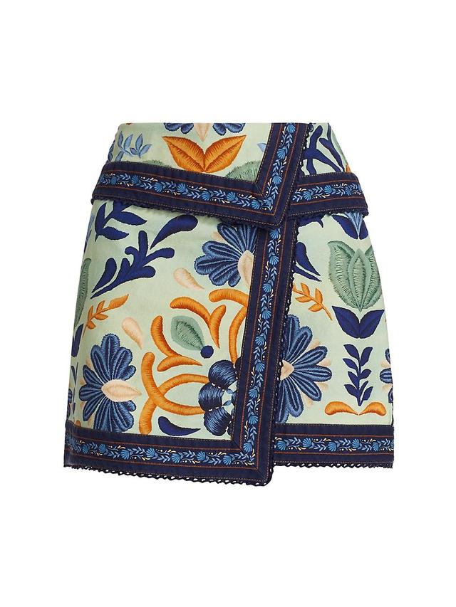 Womens Floral Cotton Wrap Miniskirt Product Image