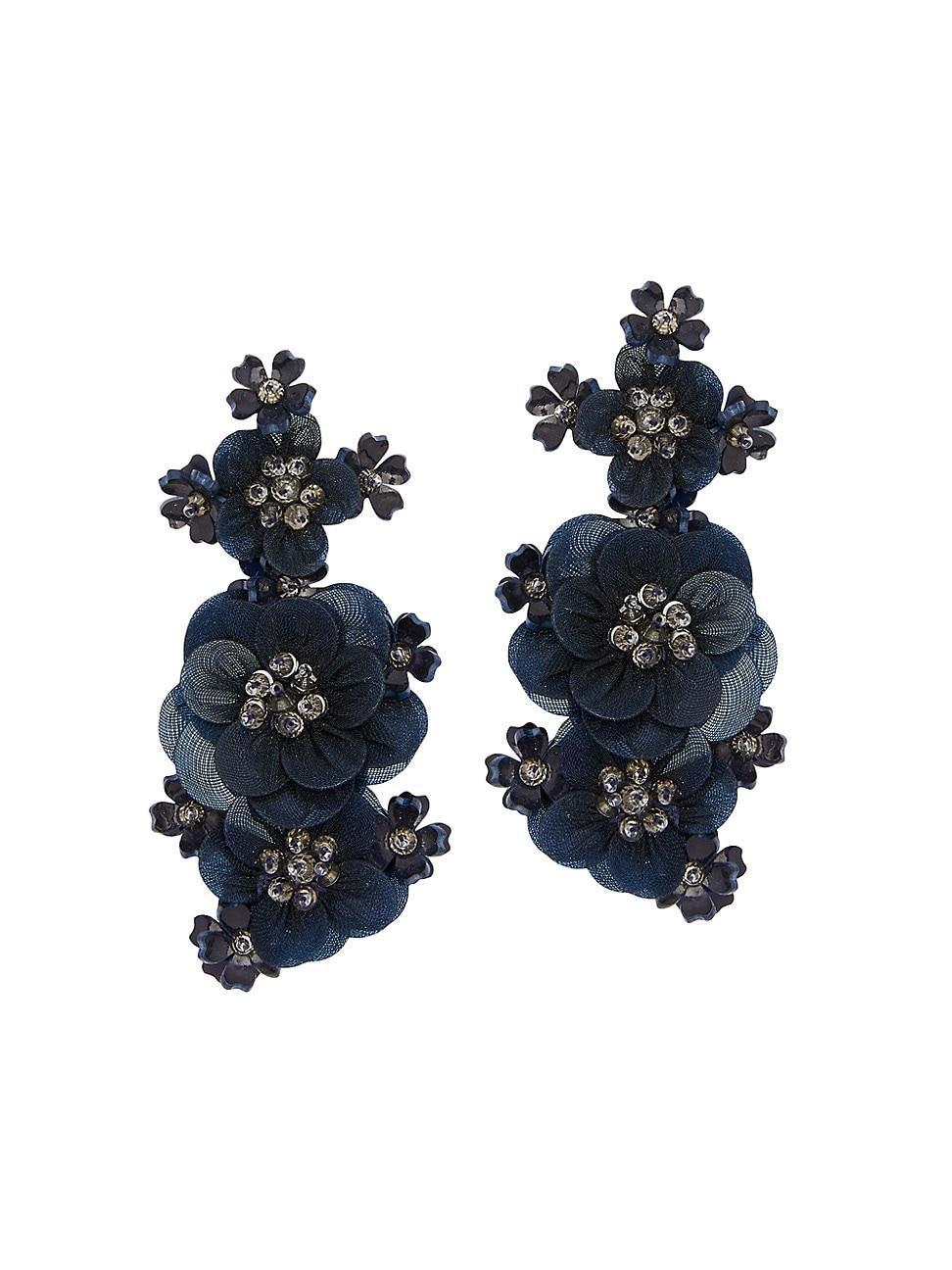 Womens Multi-Flower Organza, Bead & Sequin Drop Earrings Product Image