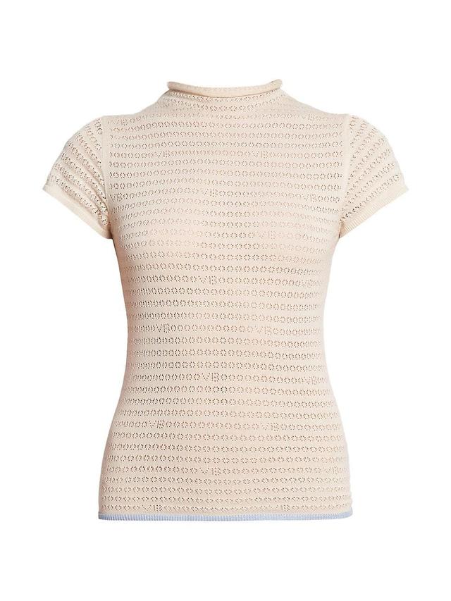 Womens Pointelle-Knit Blouse Product Image