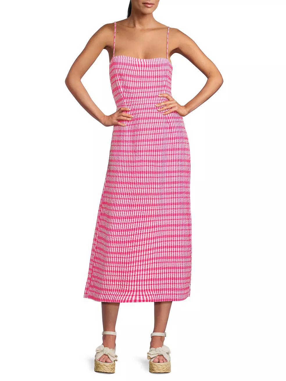 Lareina Check Seersucker Midi-Dress product image