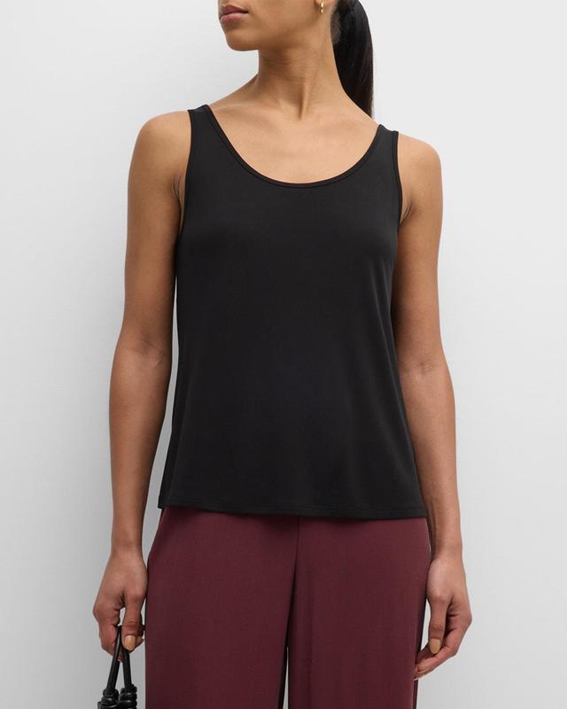 Eileen Fisher Slim Fit Scoop Neck Silk Tank Product Image