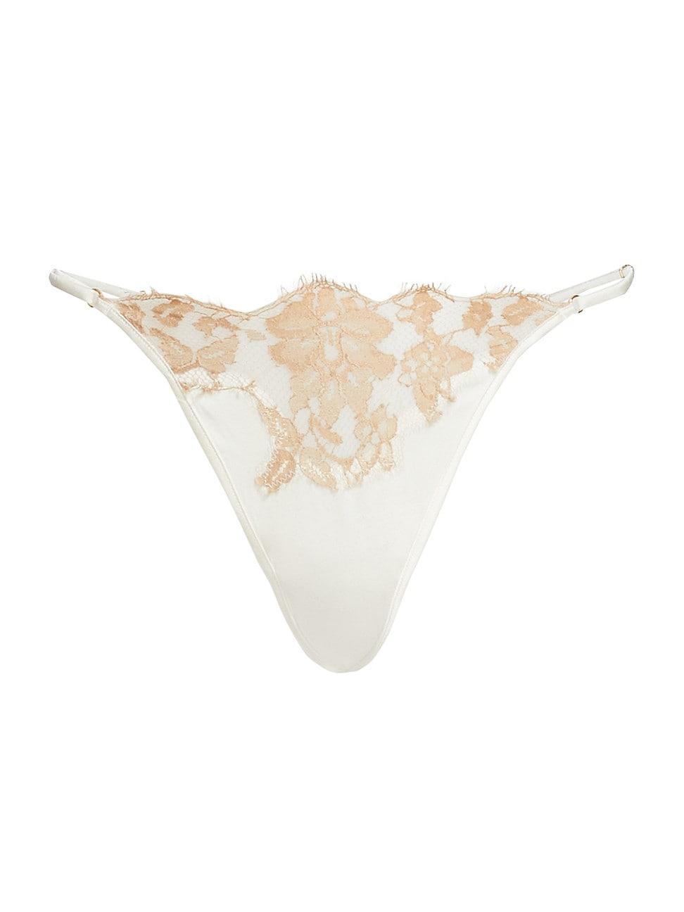 Womens Orchid Lace & Silk Thong Product Image