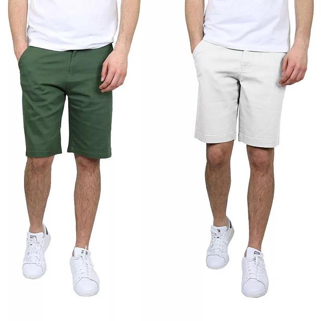 Mens Galaxy 10.5 5-Pocket Flat-Front Slim-Fit Stretch Chino Shorts 2-Pack Green White Product Image