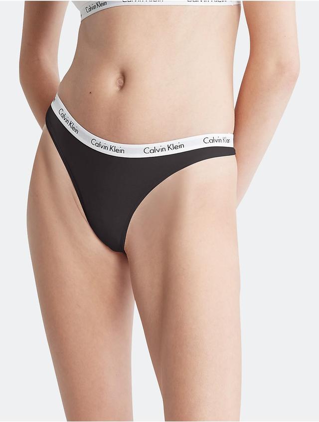 Calvin Klein Womens Carousel Logo Cotton Thong - Black - XS Product Image