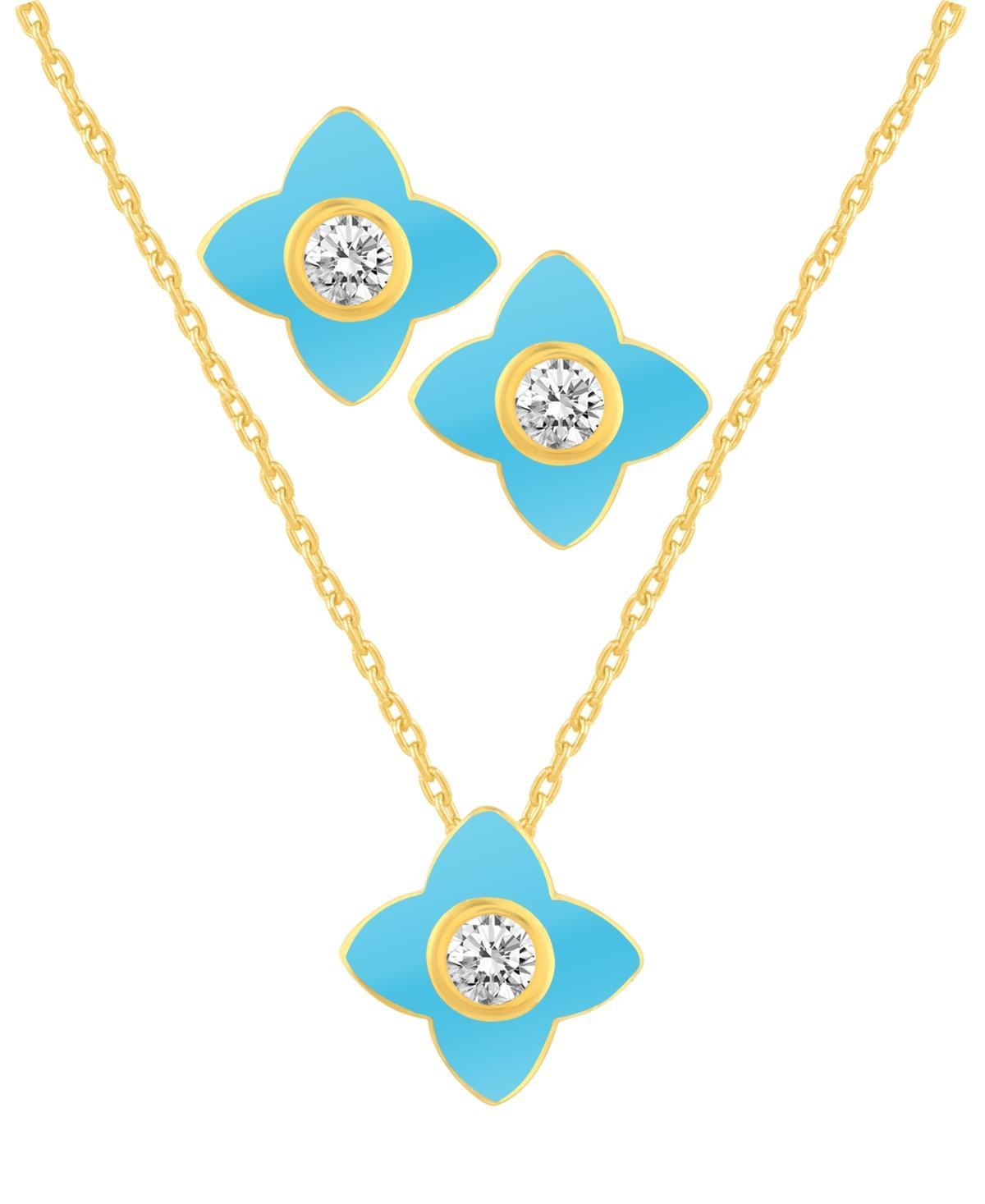 Crystal Enamel Necklace and Earring Set, 2-Piece Product Image