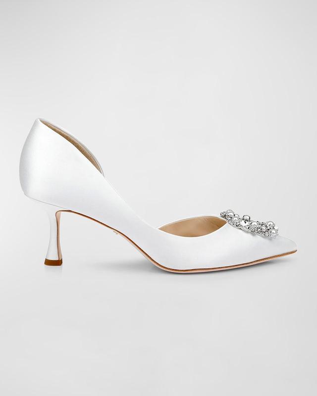 Fabia Embellished Buckle Satin Pumps Product Image