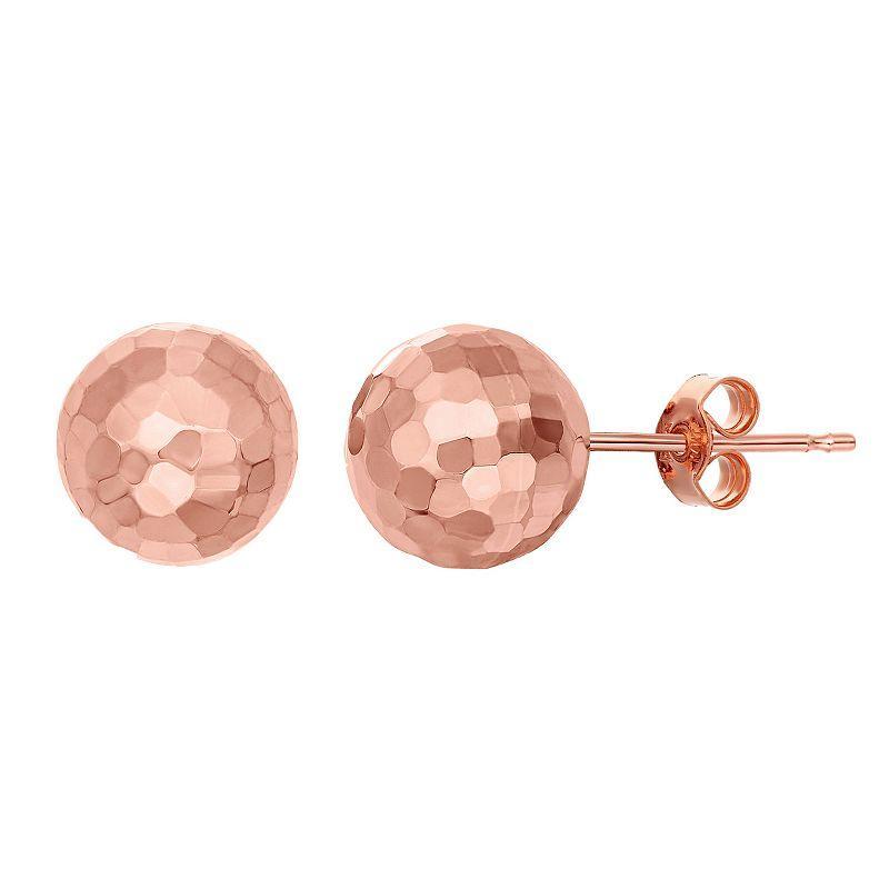 Jordan Blue 10k Gold Hammered Ball Stud Earrings, Womens, 10k Rose Gold Product Image