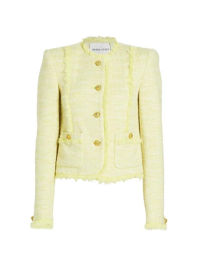 Womens Fringed-Seam Tweed Jacket Product Image