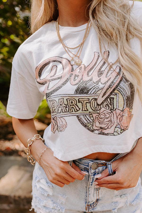 Dolly Parton Rose Record Vintage Crop Tee Product Image