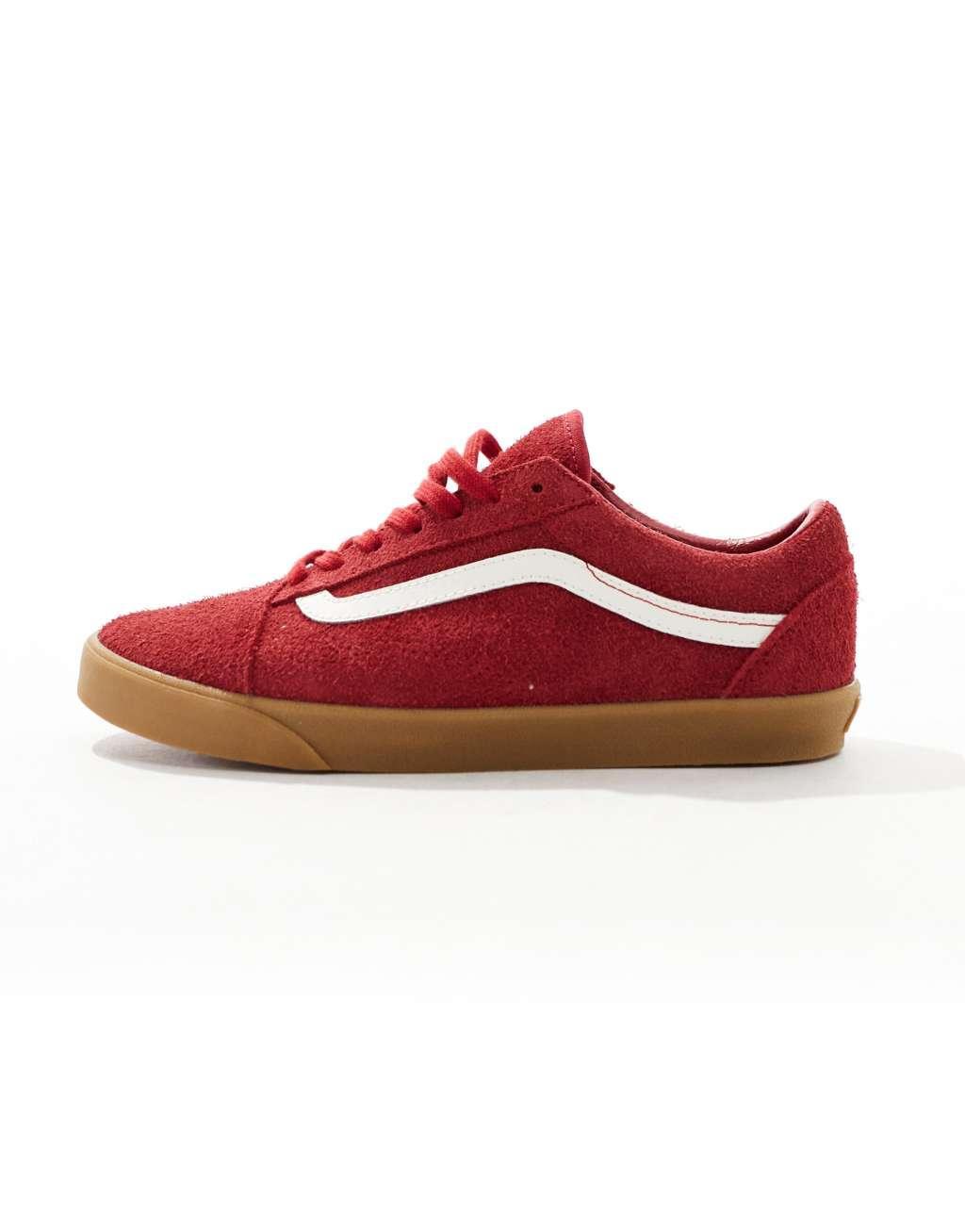 Vans Old Skool Lowpro gum sole sneakers in red Product Image