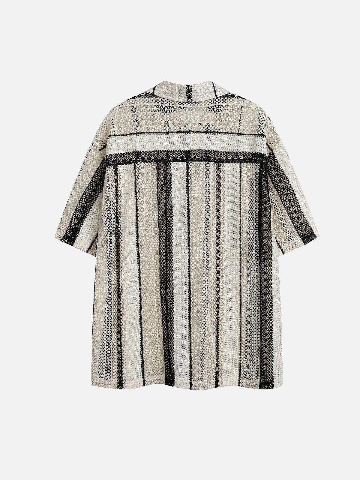 Aelfric Eden Stripe Cut-Out Short Sleeve Shirt Product Image