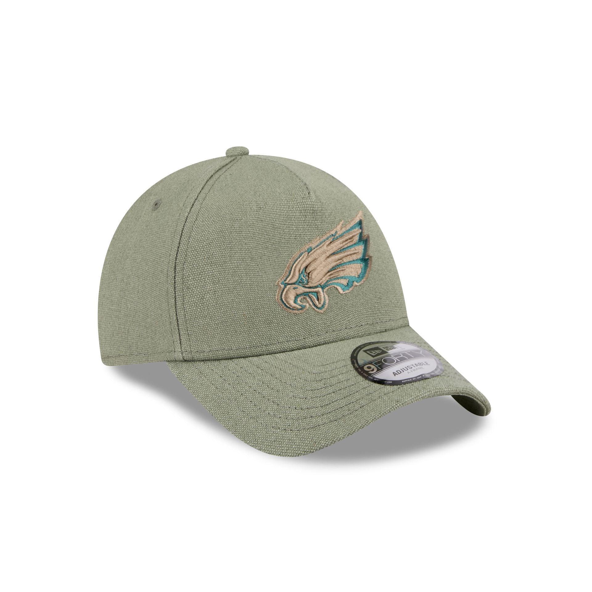 Philadelphia Eagles Logo Essentials Olive 9FORTY A-Frame Snapback Hat Male Product Image