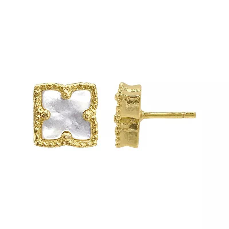 Adornia Brass Flower & Mother-of-Pearl Stud Earrings, Womens, Gold Tone Product Image