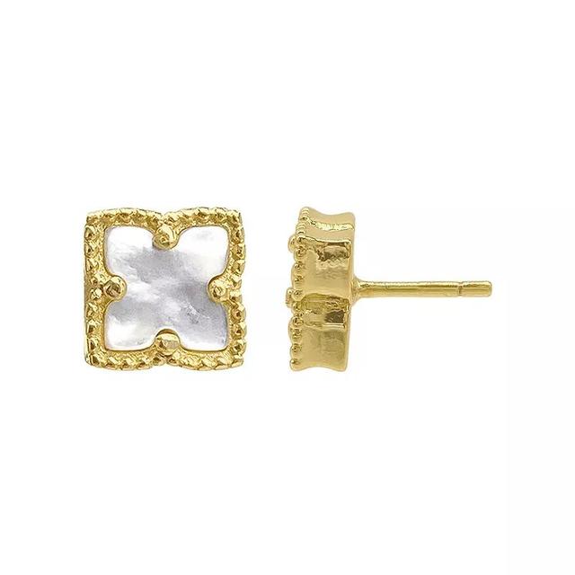 Adornia Mother of Imitation Pearl Gold-Tone Flower Stud Earrings Product Image