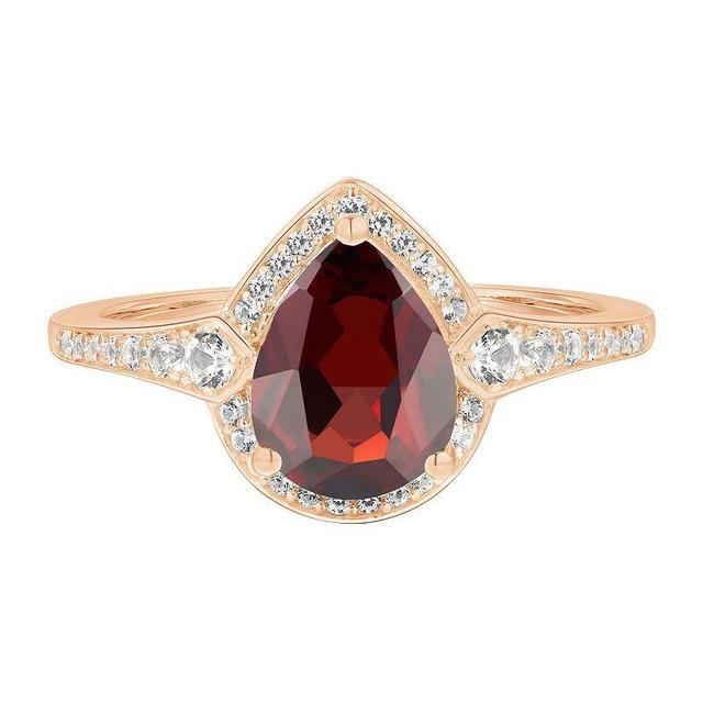 14k Rose Gold Over Silver Garnet & Lab-Created White Sapphire Ring, Womens Pink Product Image