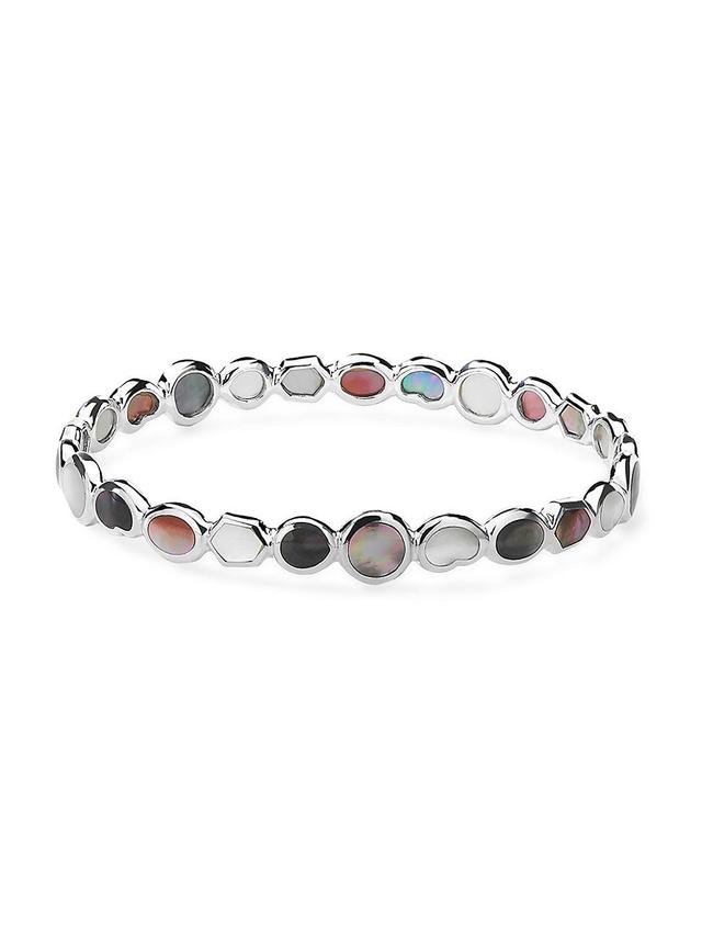 Womens Polished Rock Candy Sterling Silver & Multi-Stone Bangle Product Image