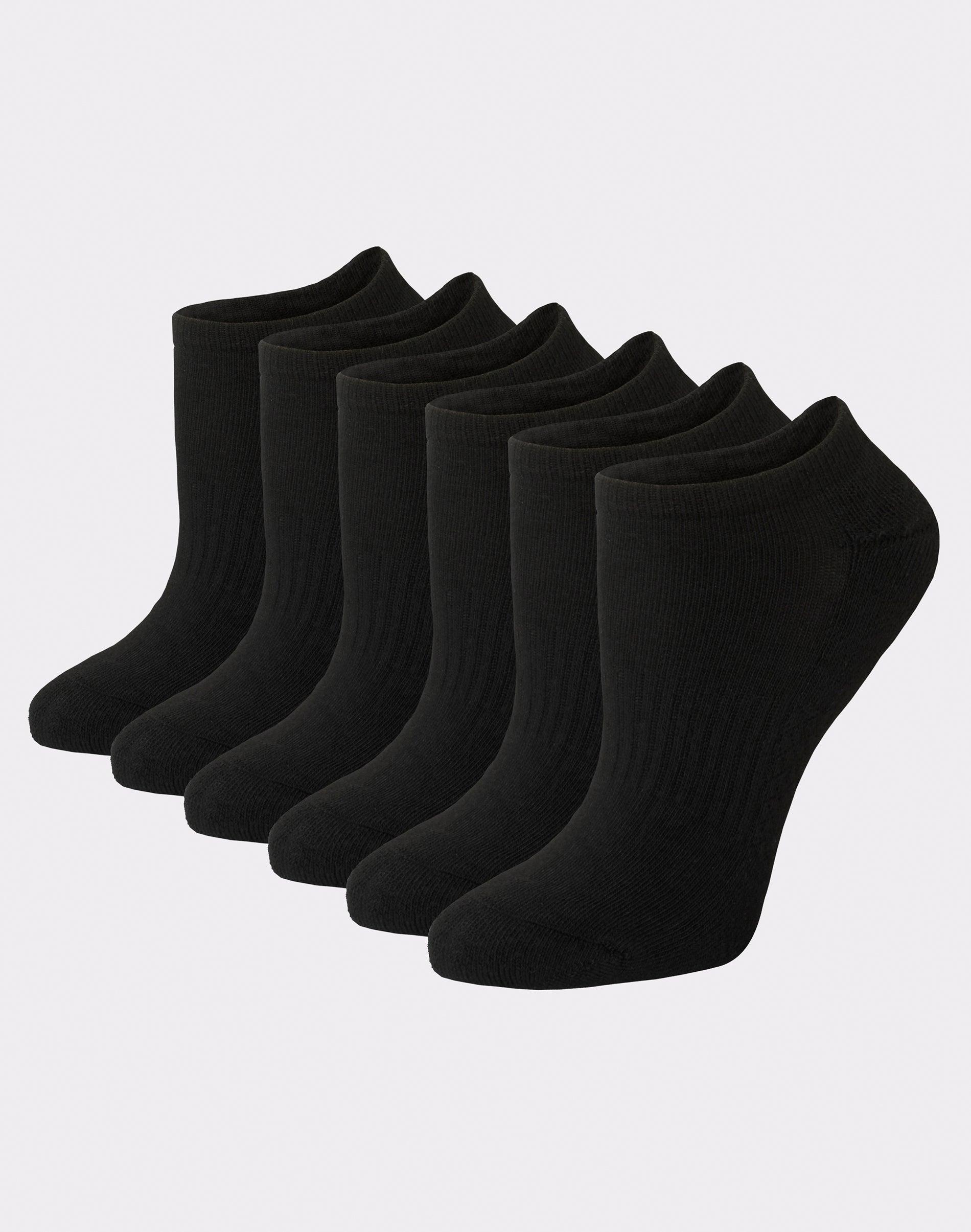 Hanes Womens Performance Cushioned No Show Socks, 6-Pack Black w/Marle 5-9 Product Image