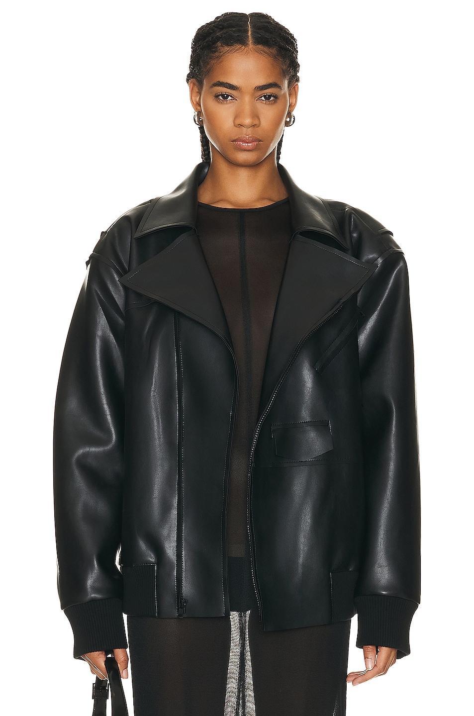 Norma Kamali Oversized Moto Jacket Black. (also in M, S). Product Image