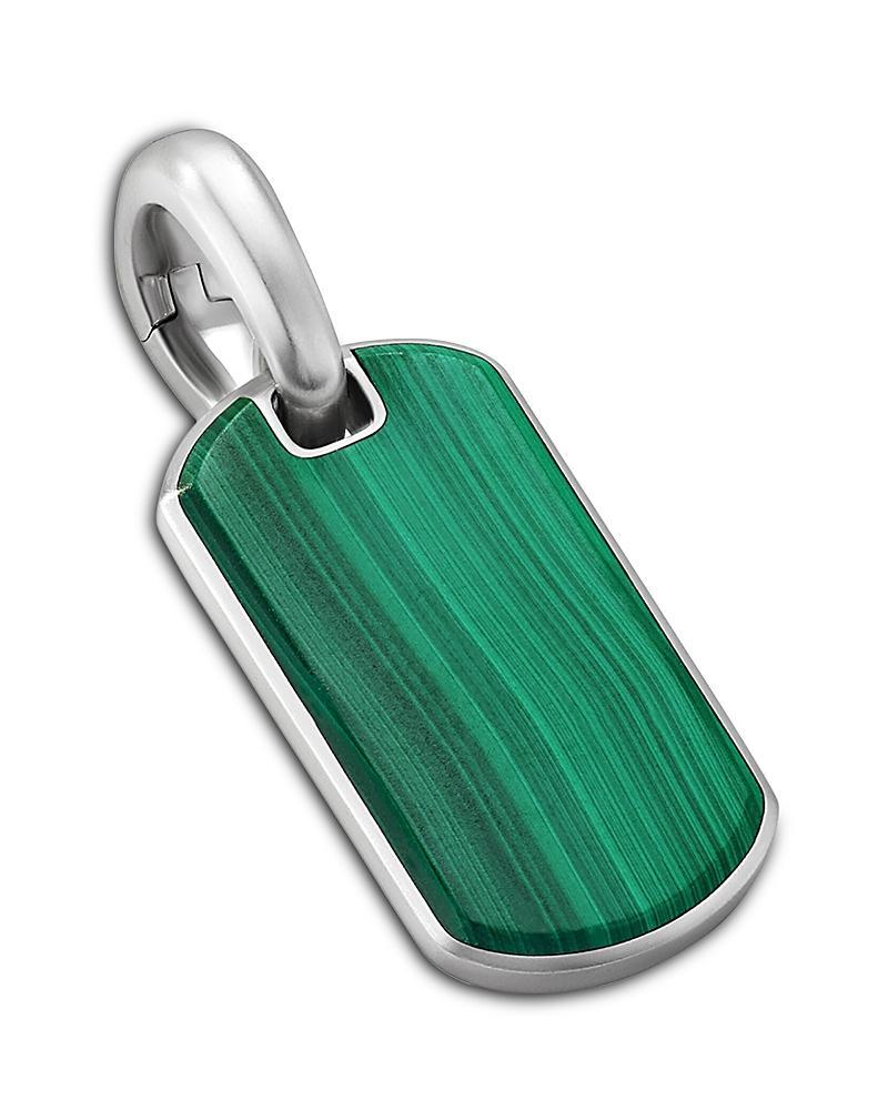 David Yurman Mens Sterling Silver Chevron Tag with Malachite Product Image