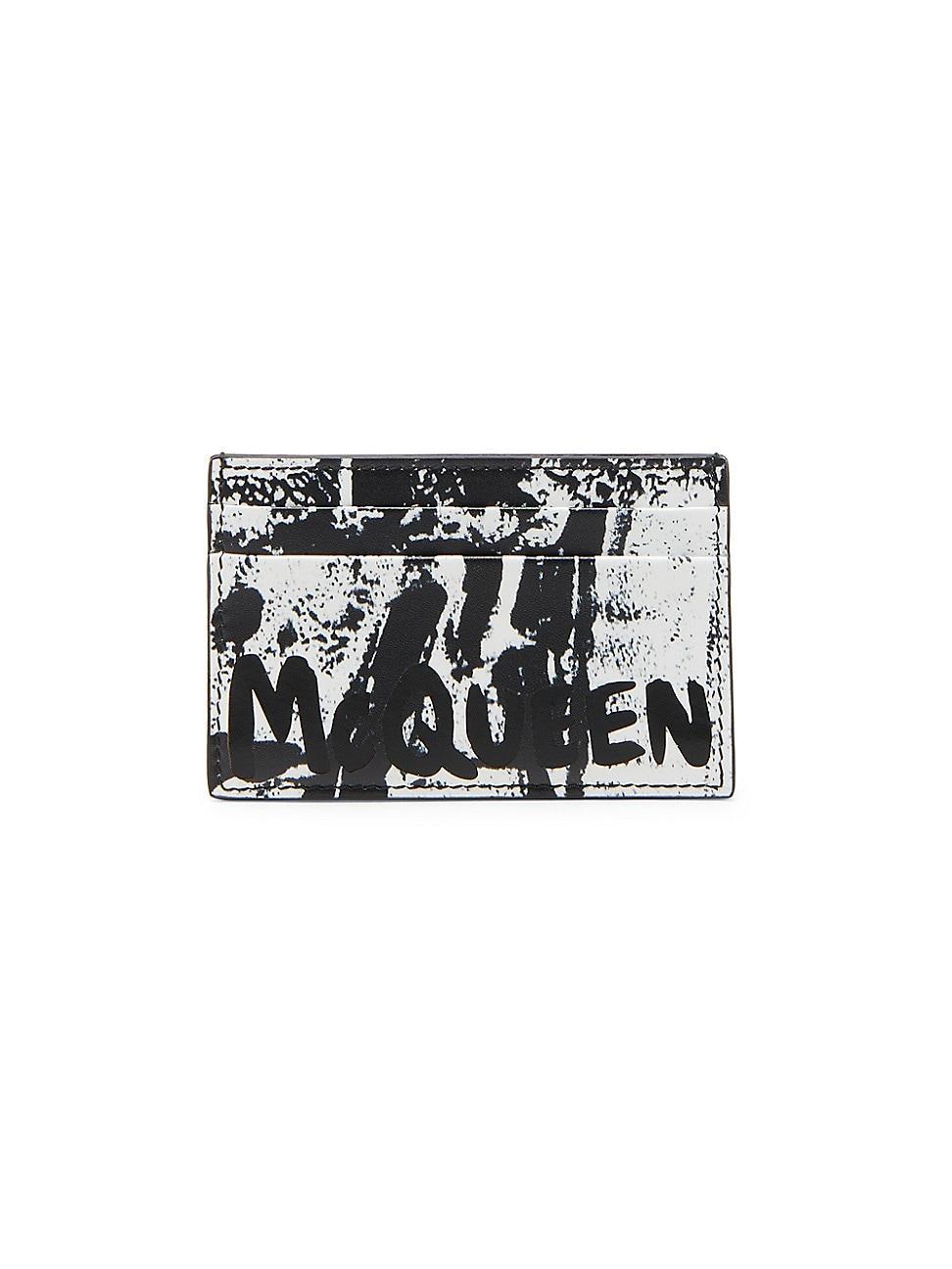 Mens Logo Graffiti Leather Card Holder Product Image