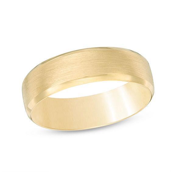 Men's 6.0mm Comfort-Fit Brushed Center Wedding Band in 10K Gold - Size 10 Product Image