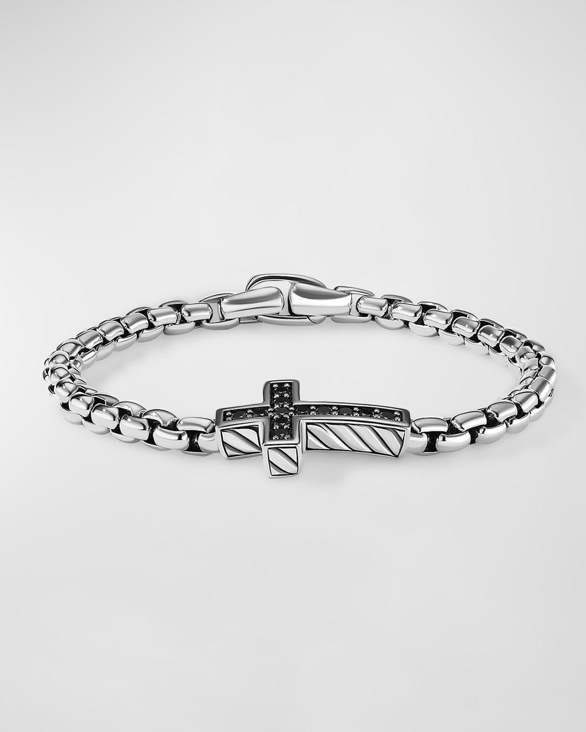 Mens Pav Cross Bracelet with Black Diamonds Product Image