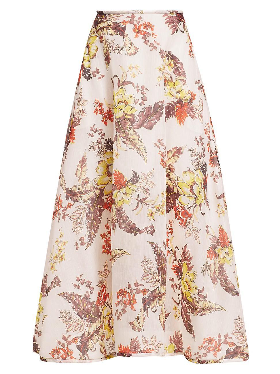 Zimmermann Matchmaker Floral Print Linen & Silk Maxi Skirt Product Image