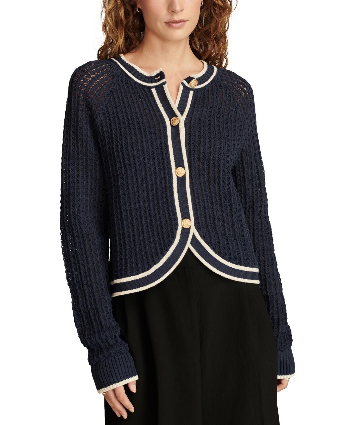 Lucky Brand Womens Contrast-Trim Button-Front Sweater Jacket Product Image