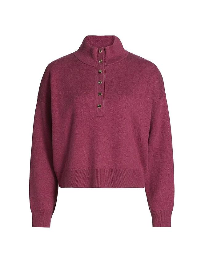 Womens Snap Placket Funnel Neck Sweater Product Image