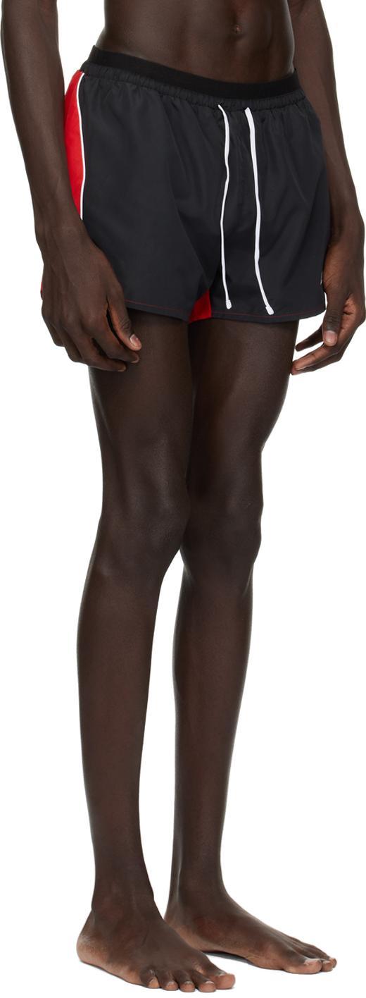 HUGO BOSS Black & Red Quick-drying Swim Shorts In Black 002 Product Image