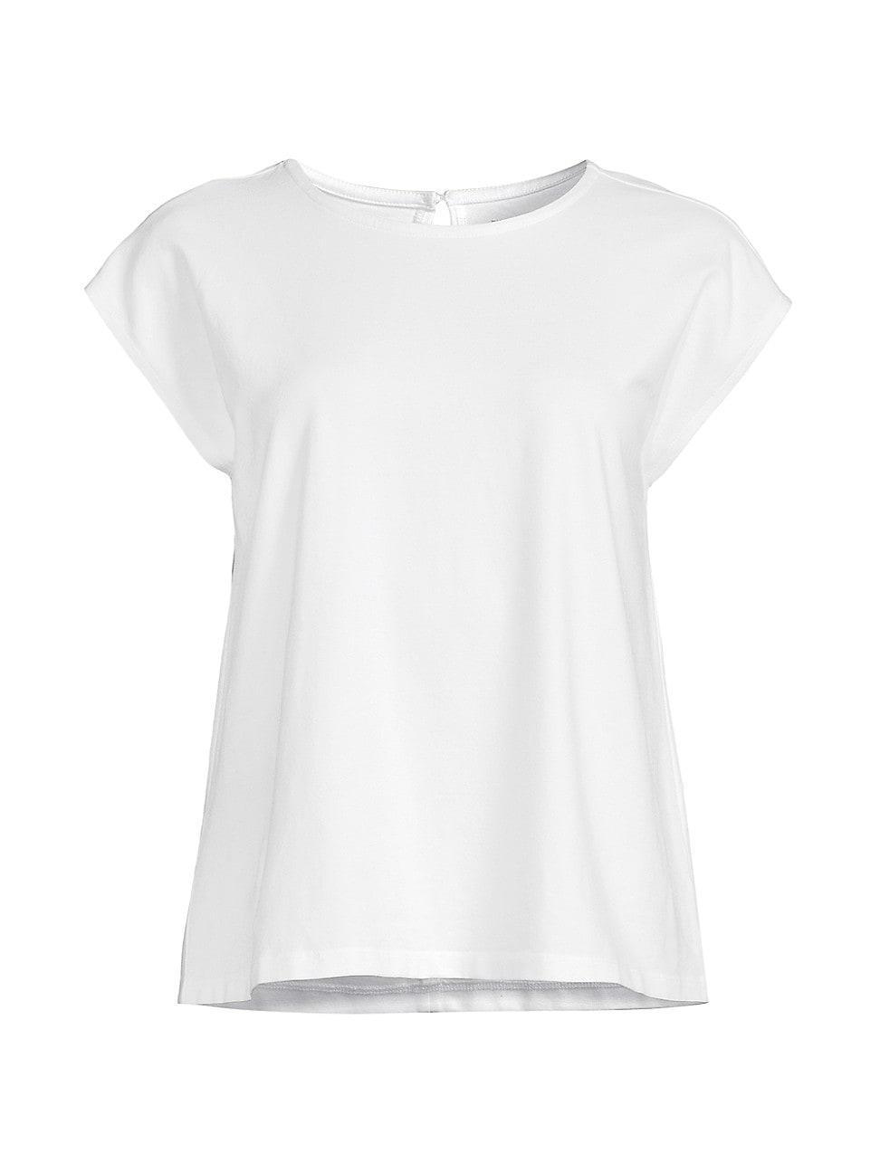 Womens Stretch Cotton Cap-Sleeve Top Product Image