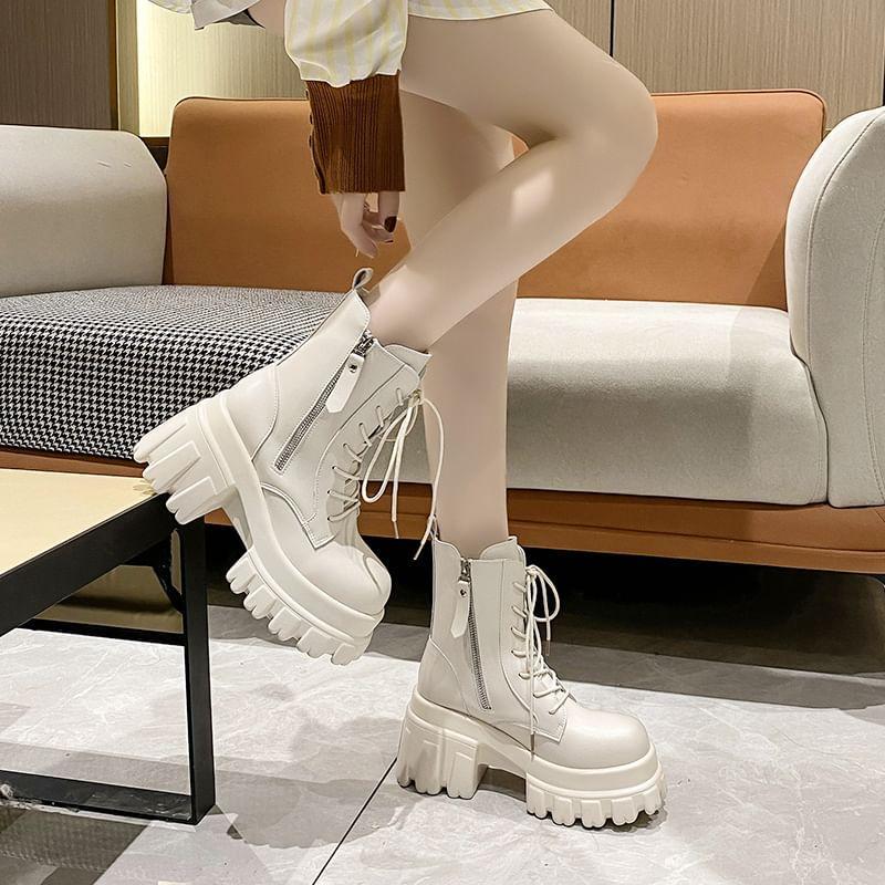 Faux Leather Platform Short Boots product image