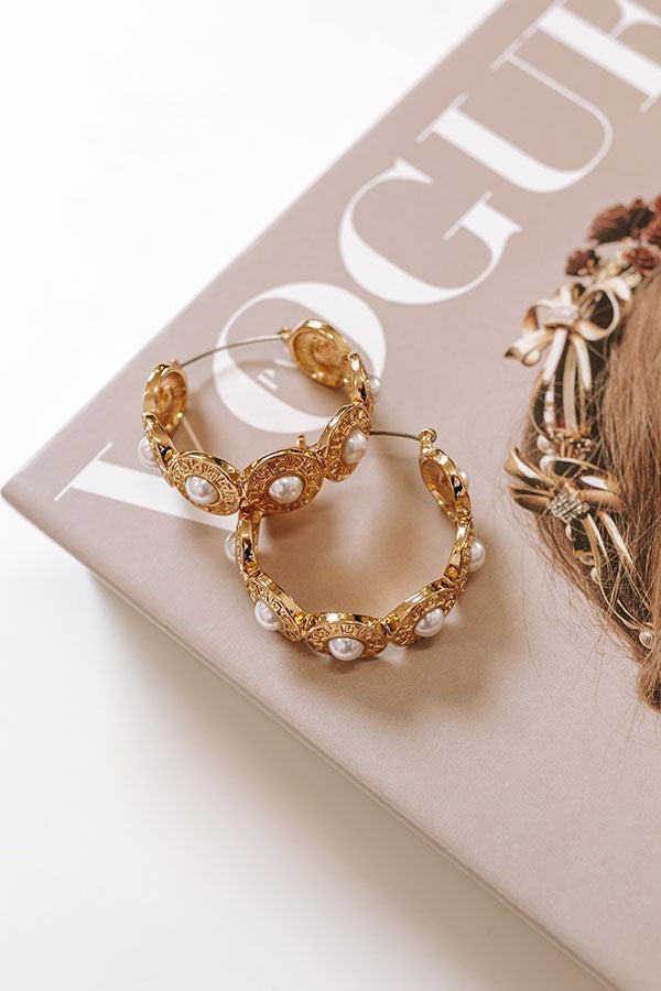 Chic Mindset Hoop Earrings in Pearl Product Image