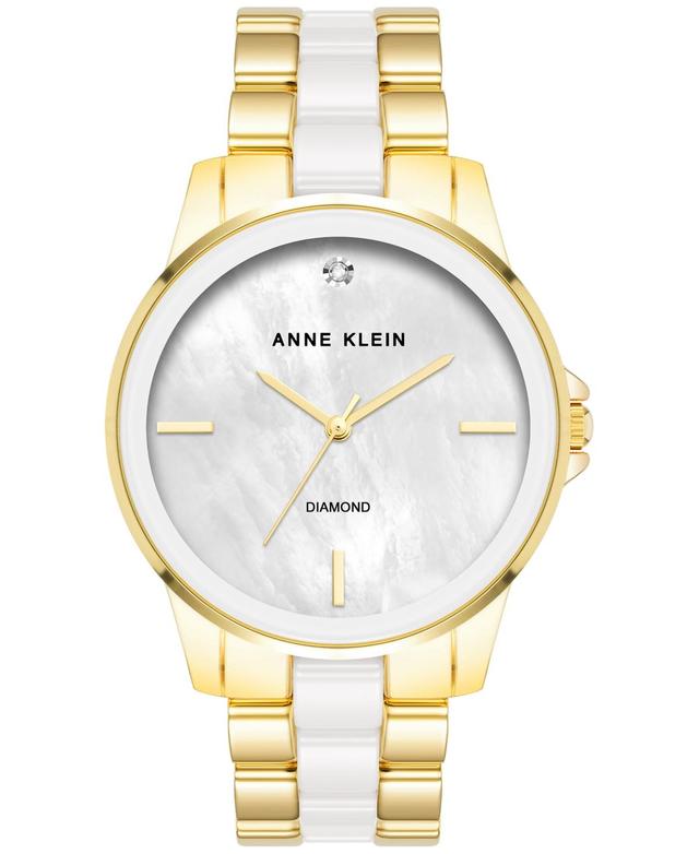 Anne Klein Womens Diamond Accent Ceramic & Metal Bracelet Watch 38mm - Rose Gold-Tone Product Image