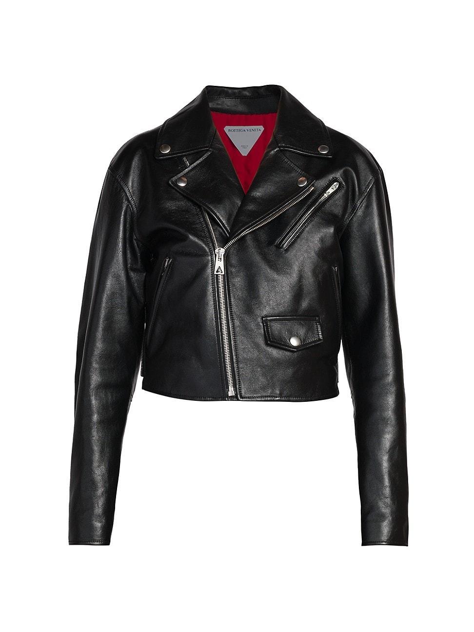 Leather Fitted Biker Jacket Product Image