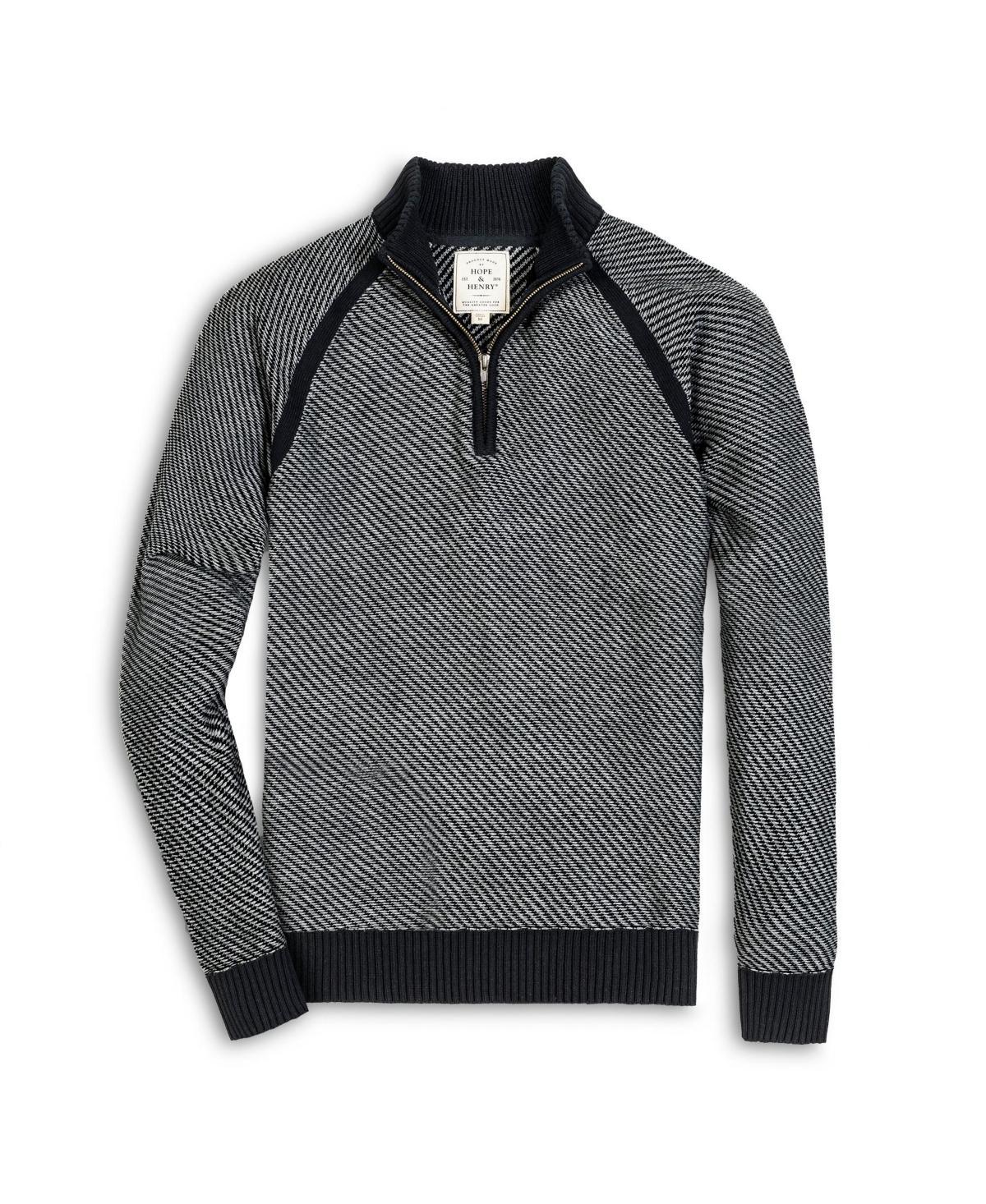 Hope & Henry Mens Organic Half Zip Raglan Contrast Sweater Product Image