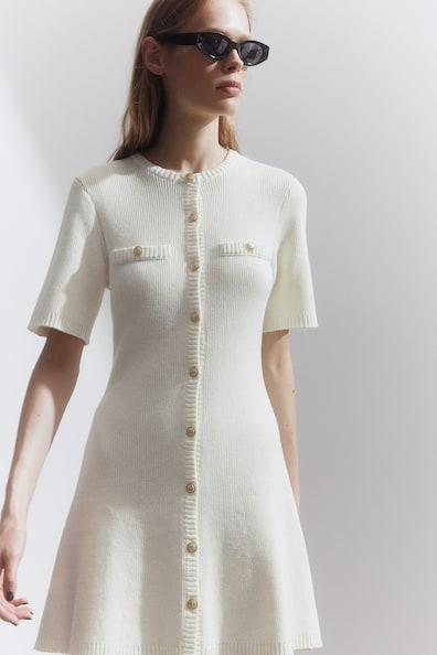 Rib-knit Button-front Dress Product Image