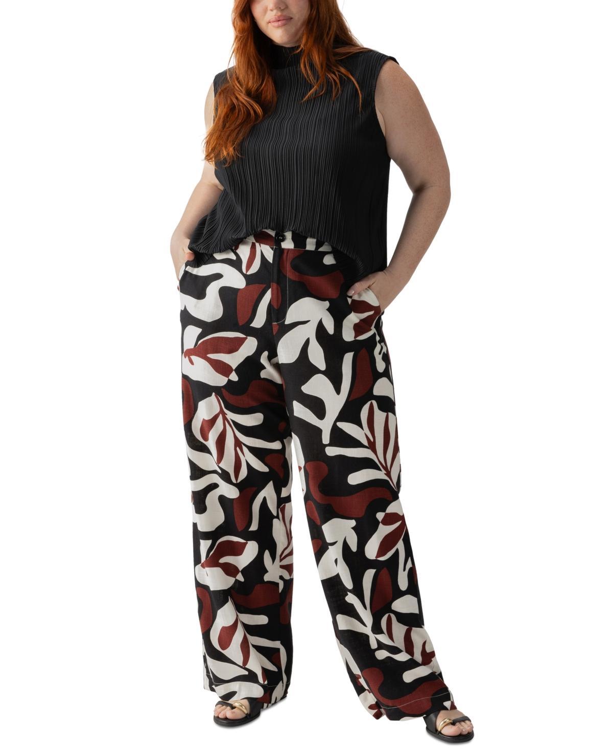 Sanctuary Womens The Soft Linen-Blend Printed High Rise Pants Product Image