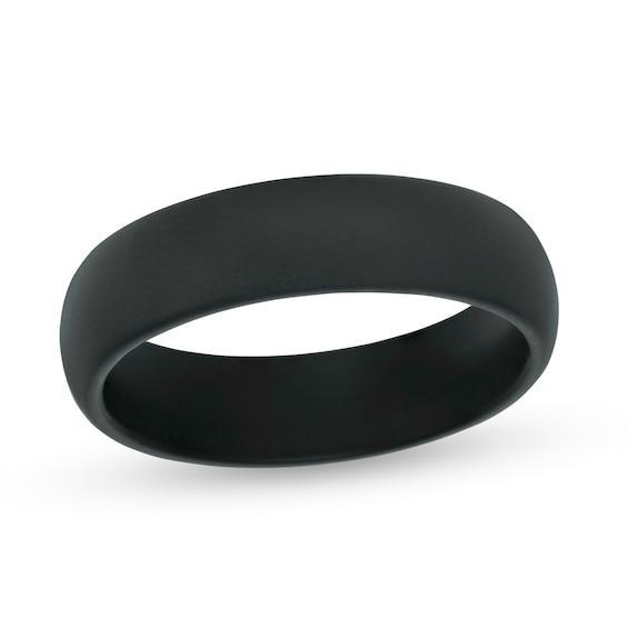 Triton Men's 6.0mm Rounded Comfort Fit Wedding Band in Black Tungsten Product Image