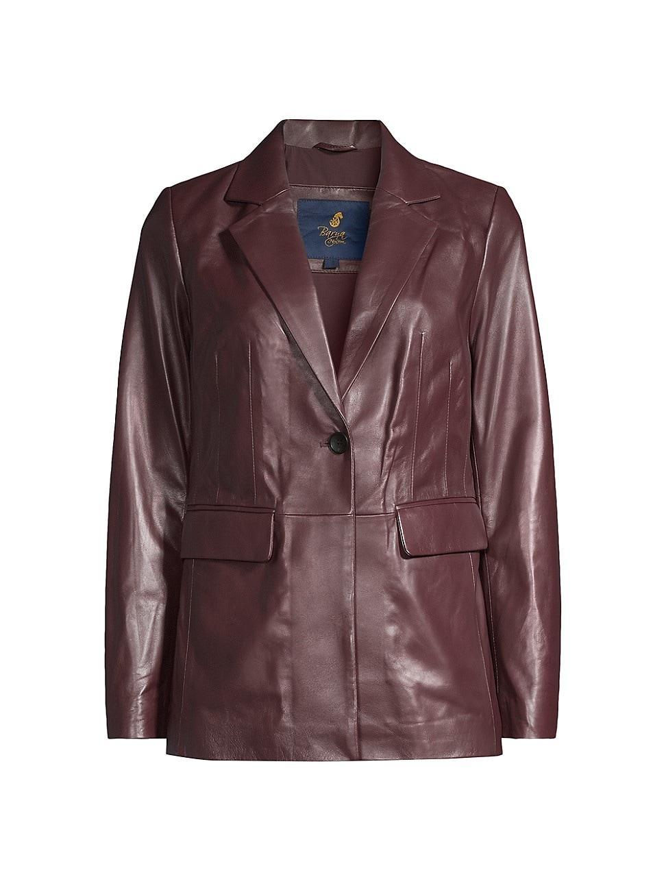 Womens Tailored Leather Blazer Product Image