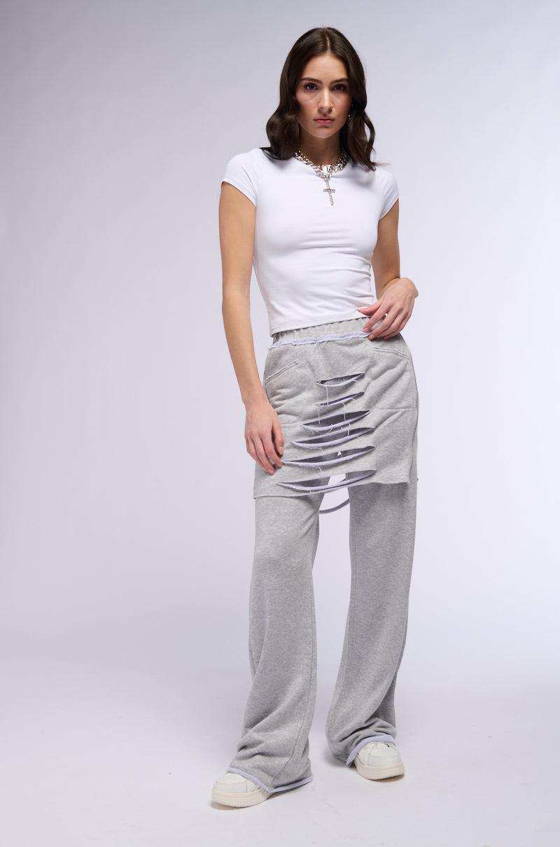 RAIN LAYERED SHREDDED SKIRT OVERLAY SWEATPANT Product Image