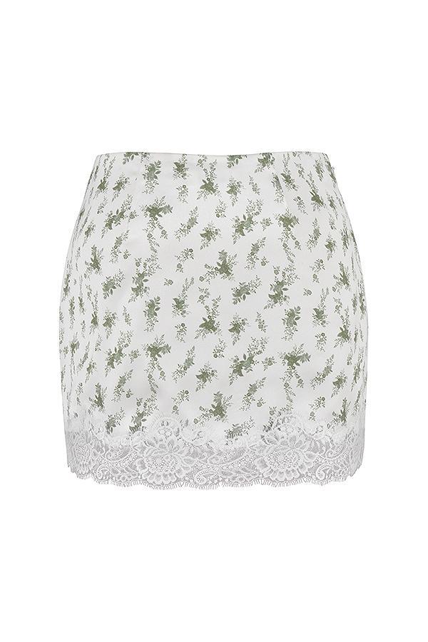 Noemie Garden Print Lace Trim Mini Skirt Product Image