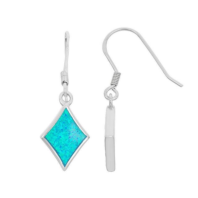 Lab-Created Blue Opal Sterling Silver Kite Drop Earrings, Womens Product Image