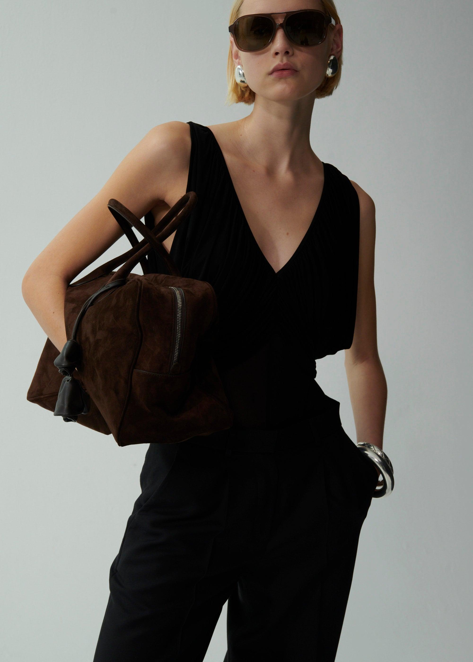 Large Brigitte bag in brown suede Product Image