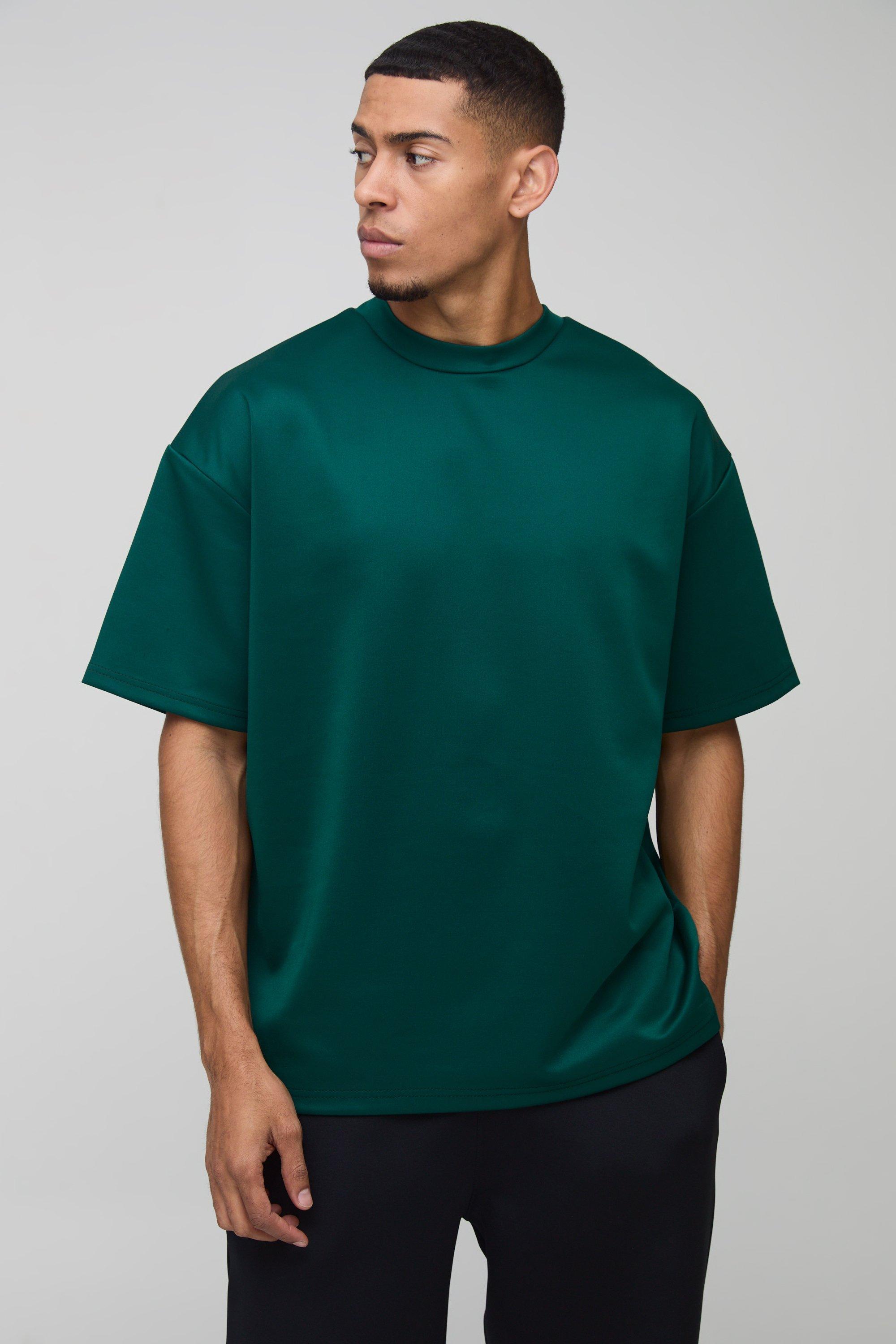 Oversized Extended Neck Scuba T-Shirt | boohooMAN USA Product Image