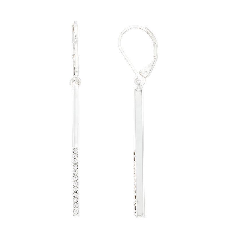 Nine West Pave Stick Linear Drop Earrings, Womens, Clear Product Image