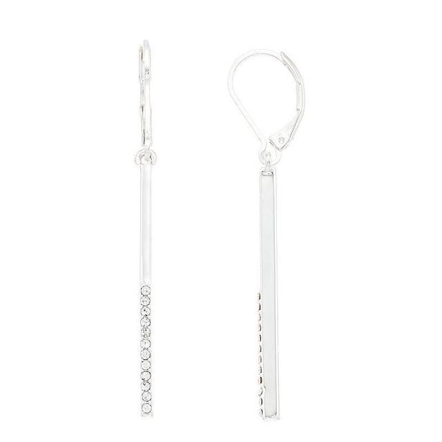 Nine West Pave Stick Linear Drop Earrings, Womens, Clear Product Image