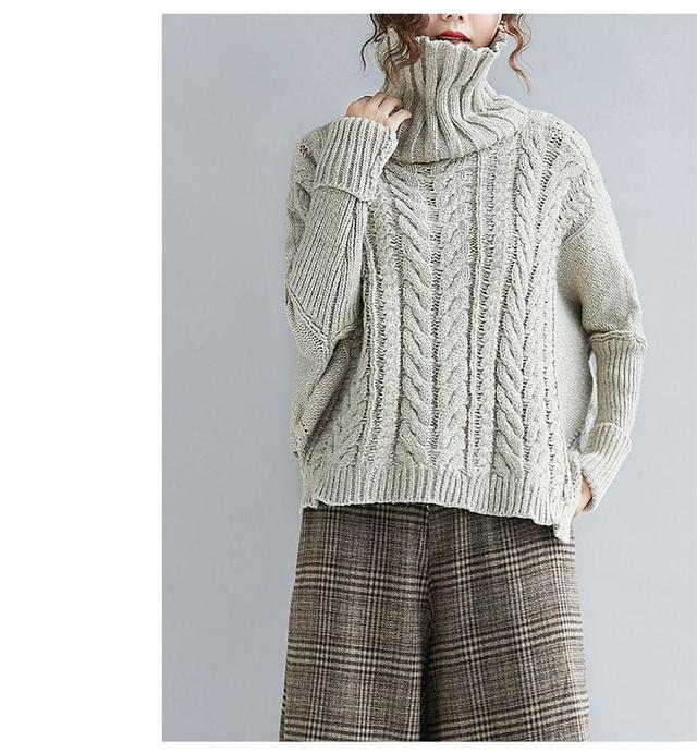 Long Sleeve Turtleneck Cable Knit Sweater Product Image